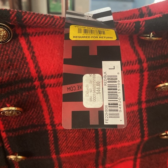 NWT HYFVE Red and Black Plaid Mini Skirt, Large - Picture 5 of 6